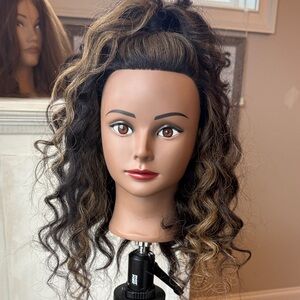 Curly Brown and Black Hair mannequin